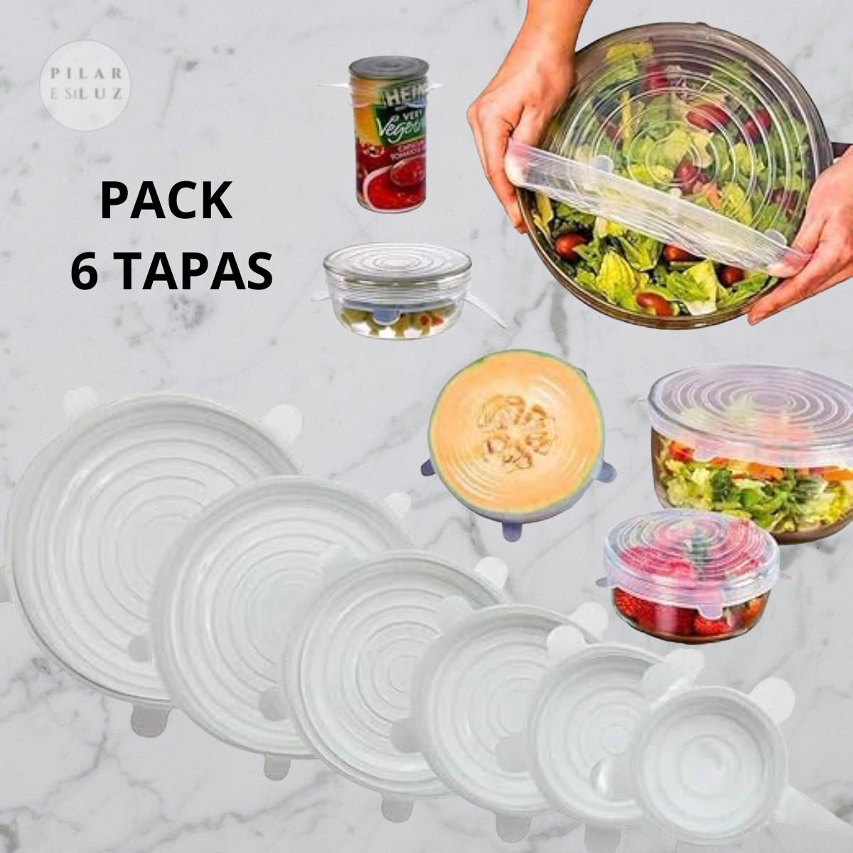 Pack 6 Tapas Elásticas Reutilizables