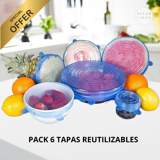 Pack 6 Tapas Elásticas Reutilizables
